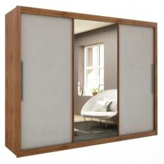 Guarda Roupas de Casal com Espelho Real Gelius Madeirado / Madeirado /