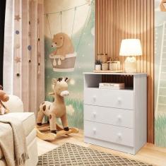 Cômoda Infantil 3 Gavetas 100% MDF Smim New Branco/Brilho - Móveis Per
