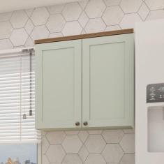 Armário Aéreo Para Cozinha 2 Portas Provençais Iluminata Genialflex Verde Mint