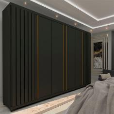 Guarda Roupa Casal Ripado 6 Portas 4 Gavetas Absolut New Grafite - Gelius