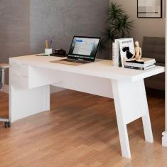 Mesa Escrivaninha 2 Gavetas para Escritório Veneza Branco - Panorama Móveis