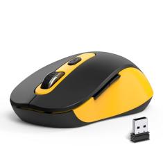 ACOZYKITTEN Mouse sem fio para laptop, PC, Chromebook, Mac, MacBook, mouse silencioso sem fio com nano receptor USB, 2400 DPI, rolo antiderrapante, ergonômico amarelo de 6 botões