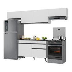 Armário de Cozinha Compacta 260cm Veneza Multimóveis V3697 Branco/preto