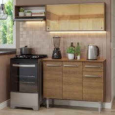 Armário de Cozinha Compacta 165cm Rustic Emilly Madesa 04, Rustic