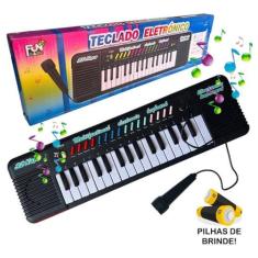 Piano Infantil Teclado Com Microfone Instrumento Musical - Shopbr