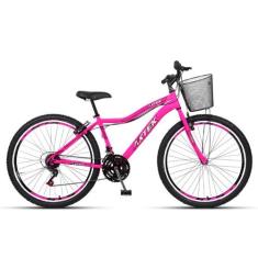 Bicicleta Aro 26 Alum Axtek Sport Gold V-Brake Mtb 21V Feminina, Rosa 