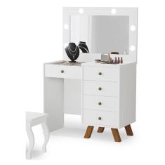 Penteadeira Camarim com Espelho e Led Luna Branco Luapa