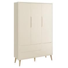 Guarda Roupa Infantil Theo 3 Portas com Pés Madeira Natural - Reller Móveis Areia Fosco