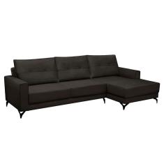 Sofá 4 Lugares Heros com Chaise Direito Veludo Marrom