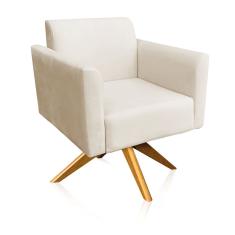 Poltrona Marisa Suede Base Madeira Bege