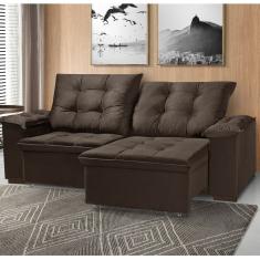 Sofá Retrátil E Reclinável 3 Lugares 200cm Cianita Nabas Estofados Marrom