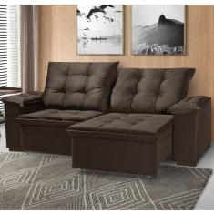 Sofá Retrátil E Reclinável 3 Lugares 230cm Cianita Nabas Estofados Marrom