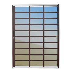 Porta De Correr Com Travessas 3 Folhas 1/3 Super Vidro Reflex 210cm X 180cm Brimak Mix Corten