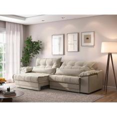 Sofá Retrátil e Reclinável com Molas ensacadas e Carregador USB Colosso 2,50m Veludocristal - NETSOFAS