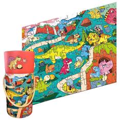 Quebra Cabeça Dinossauro Colorido 124 Peças Castela