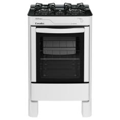 Fogão Esmaltec Ágata Glass 4 Bocas Branco Forno Limpa Fácil E Acendimento Automático Bivolt