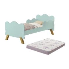 Mini Cama Infantil Montessoriana com pés de madeira retro Angel Nuvem 