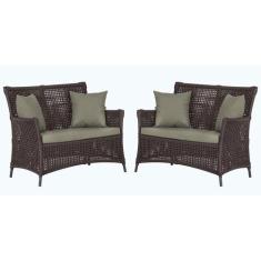 2 Sofás Área Externa Igapó Alumínio Pintura Preta Corda Náutica Estofa