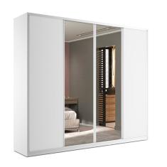 Guarda-Roupa Solteiro com Espelho Zermatt 100% MDF  4 Portas 6 Gavetas Branco