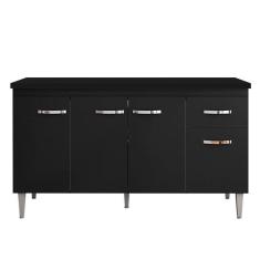 Balcão de Cozinha Gabriela com Tampo 150 cm Preto Fosco - AJL