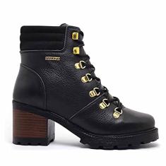 Bota Coturno Pegada Feminina 281321 Couro Preta