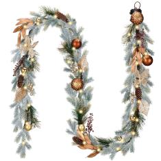 Decoração de guirlanda de Natal de Hannah Prelit 2,7 m com enfeites