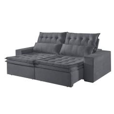 Sofá 5 Lugares Retrátil E Reclinável Martins M-118 Veludo Grafite