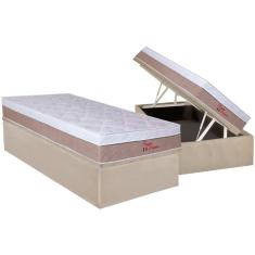 Conjunto Box Baú Solteiro: Colchão Espuma Orthoflex Wood Foggia Premier + Base CRC Suede Clean(88x188)