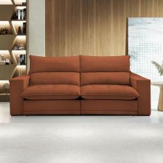 Sofá Retrátil e Reclinável Martinho 250cm Veludo Terracota  - Celflex