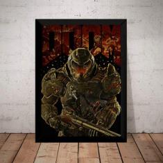 Quadro Game Doom Poster Arte Moldurada