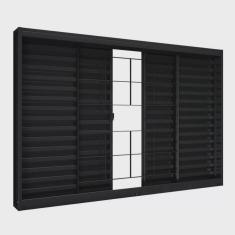 Janela de Aço Veneziana de Correr Central Sem Folha para Vidro com Grade Quadrada 4 Folhas