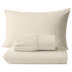 Jogo de Lençol 3 Peças 400 Fios Ponto Palito Cama Solteiro Casal Queen