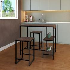 Mesa Bistrô Active 100cm 2 Banquetas Yescasa Nogal/preto