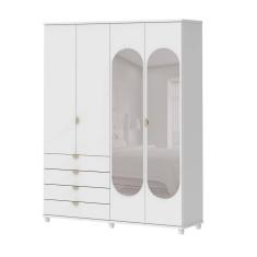 Guarda-Roupa Casal com Espelho Look 4 Portas 4 Gavetas Branco
