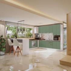 Cozinha De Canto Modulada Celeste Kappesberg Branco/verde