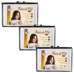 Kit de 3 Travesseiros Favos - Com 15cm de Altura - Fibrasca