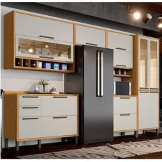 Cozinha Completa 100% Mdf 6 Peças 12 Portas 4 Gavetas e Vidro 354cm Vi