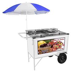 Carrinho 2 em 1 Cefaz Salada de Frutas e Açaí Luxo Branco Rodas Pneumáticas e Guarda Sol Bl18p/gs