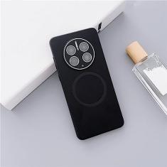 Capa de telefone para Huawei Mate 50 Pro 40 30 Carregamento magnético sem fio Proteção da câmera Capa macia à prova de choque, preta, para Mate 50