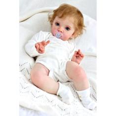 Boneca Reborn Baby Doll, enorme cabelo encaracolado enraizado de 24 polegadas na altura do bebê