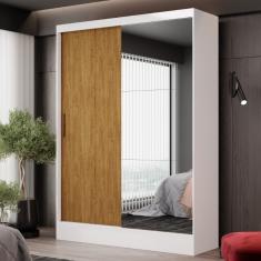 Guarda-Roupa Belem Plus 2 Portas de Correr 2 Gavetas com Espelho - Branco Cinamomo