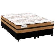  Cama Box Queen: Colchão Molas Ensacadas Plumatex MasterPocket Smart Milano + Base CRC Suede Black(158x198)