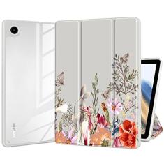 Batianda Capa híbrida para Samsung Galaxy Tab A8 10,5 polegadas modelo 2022 (SM-X200/X205/X207) capa à prova de choque com parte traseira transparente transparente TPU amortecedor automático