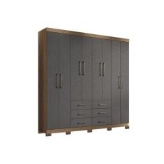 Guarda Roupa Casal 8 Portas e 6 Gavetas c/ Pés Liverpool Atacama/Grafitte - Santos Andirá