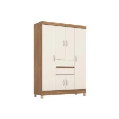 Guarda Roupa Solteiro 6 Portas e 2 Gavetas Ecom II Amêndola/Off White - Demóbile