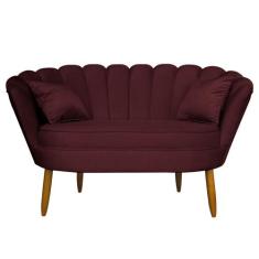 Namoradeira Pétala 2 Lugares Decorativa Veludo Bordô - Montanaris Deco