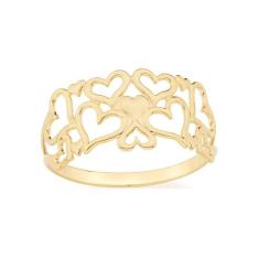 Anel Rommanel Banhado Ouro Corações Lisos E Vazados 512357, 18