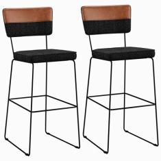 Kit 02 Banquetas Altas Sala Jantar Allana L02 Faixa material sintético