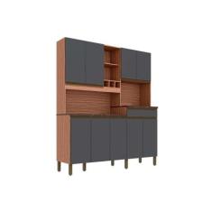 Cozinha Compacta Merlot Perfil c/ 9 Portas e 1 Gaveta Sevilha/Cinza - 