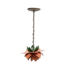 Lustre Para Quarto Pequeno de Ferro Artesanal Rustico 01 Boca com Flor